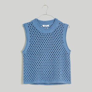 NWT Madewell Open-Stitch Crop Sweater Vest in Robin Egg